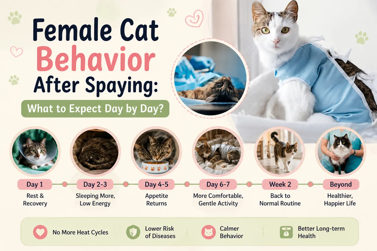 Female Cat Behavior After Spaying: What to Expect Day by Day ?